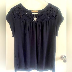 My Danielle Navy Blue Eyelet Top - L